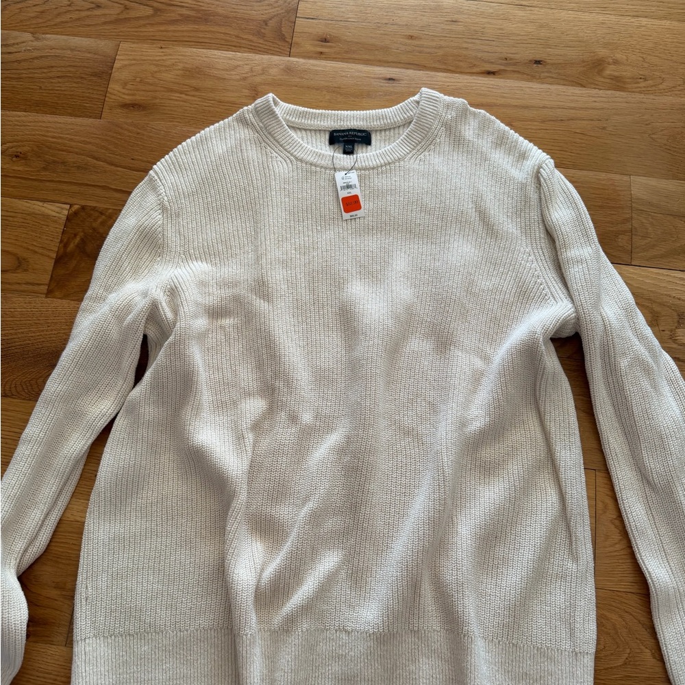 Banana Republic Men's Off-White Crewneck Sweater NEW